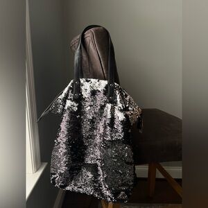 Gap Sequin Tote Bag - Black and Silver